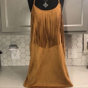 Camel faux suede dress